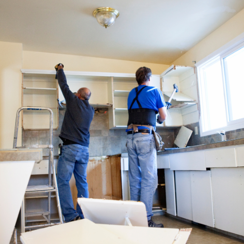 Symbole graphique évoquant la rénovation et l’aménagement de cuisines dans un contexte résidentiel à Trois-Rivières